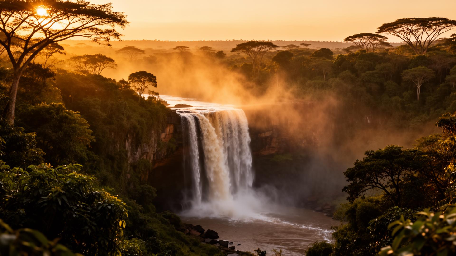 Chishimba Falls at golden hour
